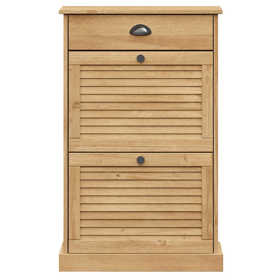 Vega Pinewood Shoe Storage Cabinet With 2 Flap Doors In Brown