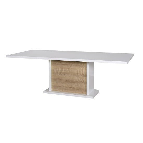 Metz Extendable Dining Table In White Gloss Oak With Lighting_4