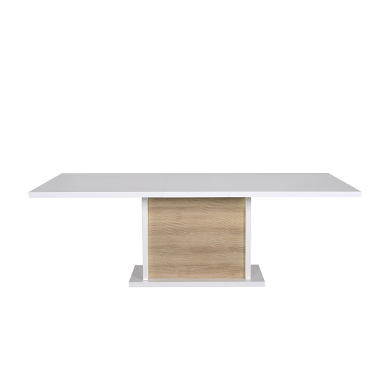 Metz Extendable Dining Table In White Gloss Oak With Lighting_6