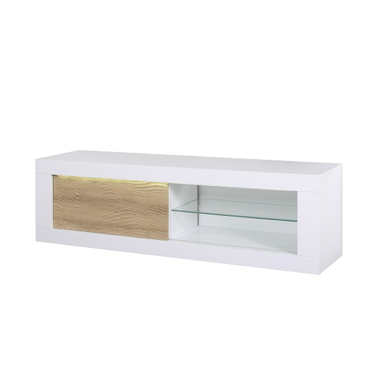 Metz Wooden TV Stand In White High Gloss And Oak With Lighting_4