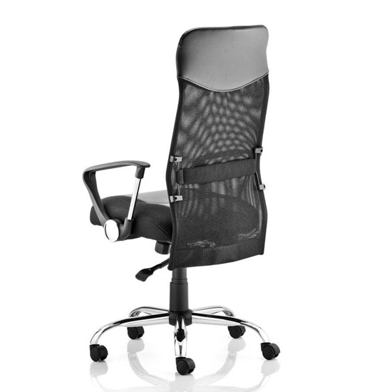 Vegas Mesh Office Chair In Black With Leather Seat And Headrest_2