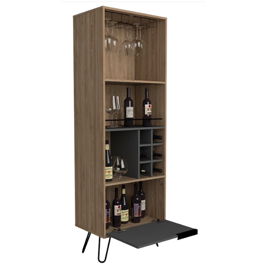 Veritate Tall Wooden Wine Cabinet In Bleached Oak And Grey_2