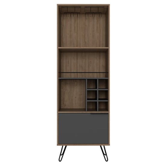 Veritate Tall Wooden Wine Cabinet In Bleached Oak And Grey_3
