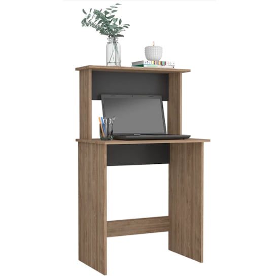 Read more about Veritate wooden high laptop desk in bleached oak and grey