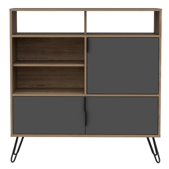 Veritate Wooden High Sideboard In Bleached Oak And Grey_3