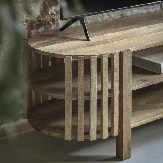 Vejle Mango Wood TV Stand With 1 Shelf In Natural