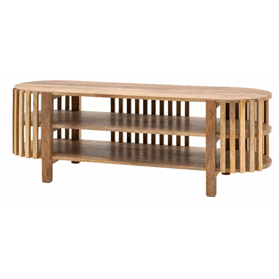 Vejle Mango Wood TV Stand With 1 Shelf In Natural