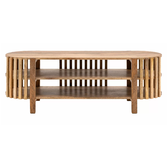 Vejle Mango Wood TV Stand With 1 Shelf In Natural