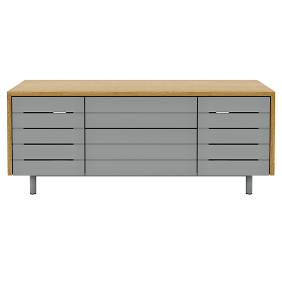Vejle Wooden TV Stand With 2 Doors And 2 Drawers In Grey