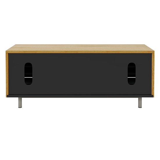 Vejle Wooden TV Stand With 2 Doors And 2 Drawers In Grey