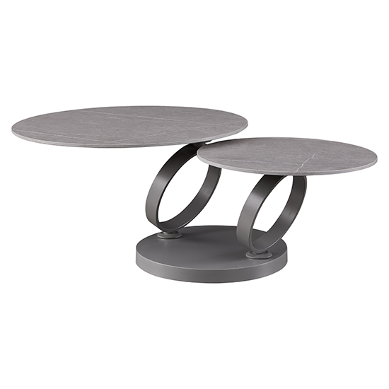Vekola Swivel Extending Ceramic Coffee Table In Dark Grey