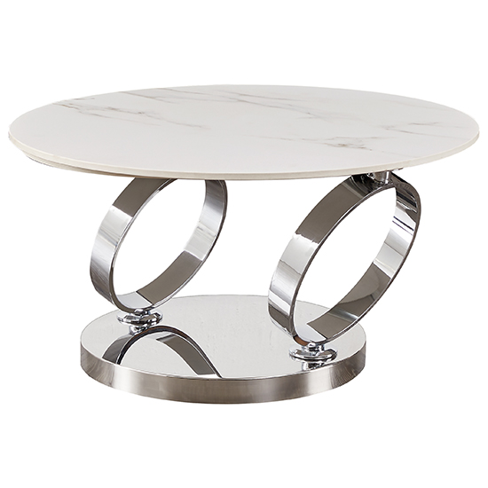 Vekola Swivel Extending Ceramic Coffee Table In White And Grey_2