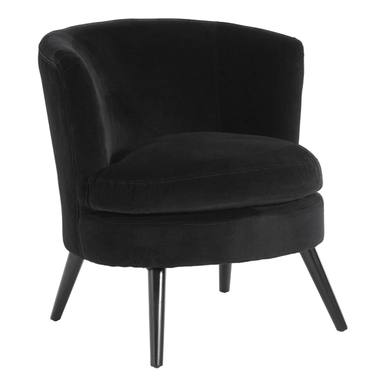 Vekota Round Plush Velvet Upholstered Armchair In Black