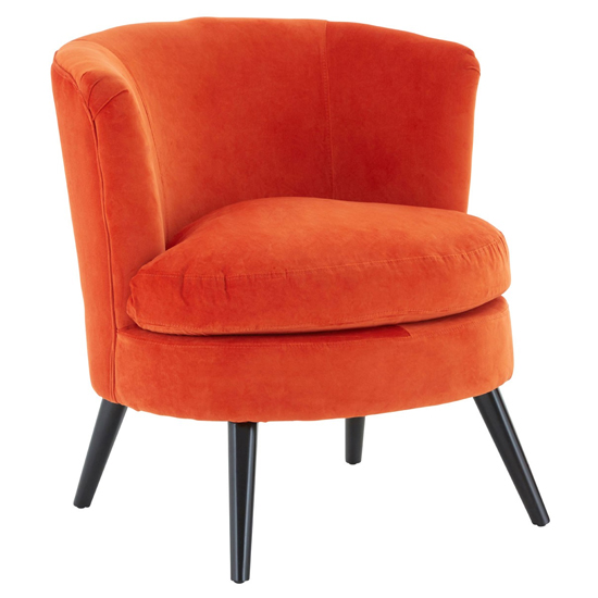Vekota Round Plush Velvet Upholstered Armchair In Orange