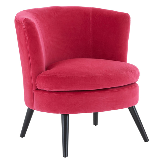 Vekota Round Plush Velvet Upholstered Armchair In Pink