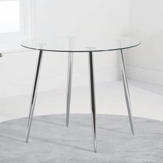 Vela Small Round Glass Dining Table With Chrome Legs ...