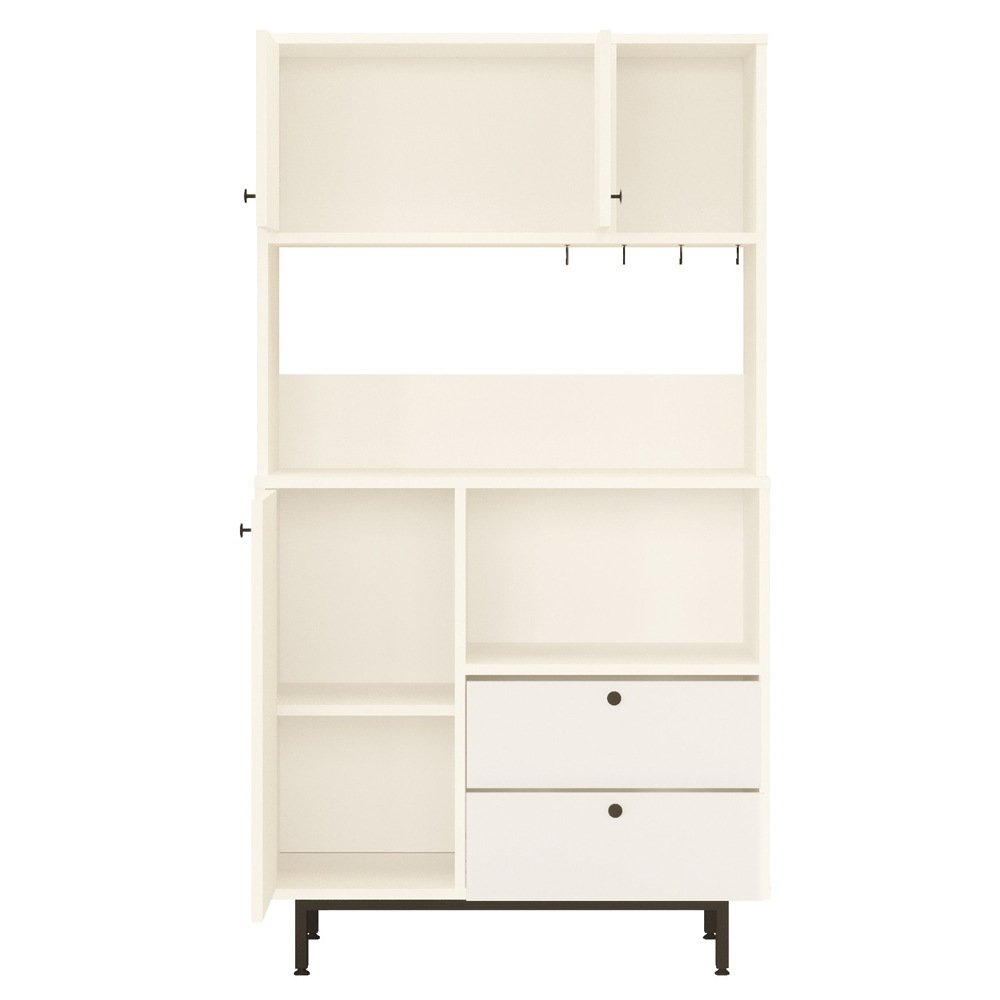 Velano Wooden Coffee Station Cabinet with 3 Doors 2 Drawers in White