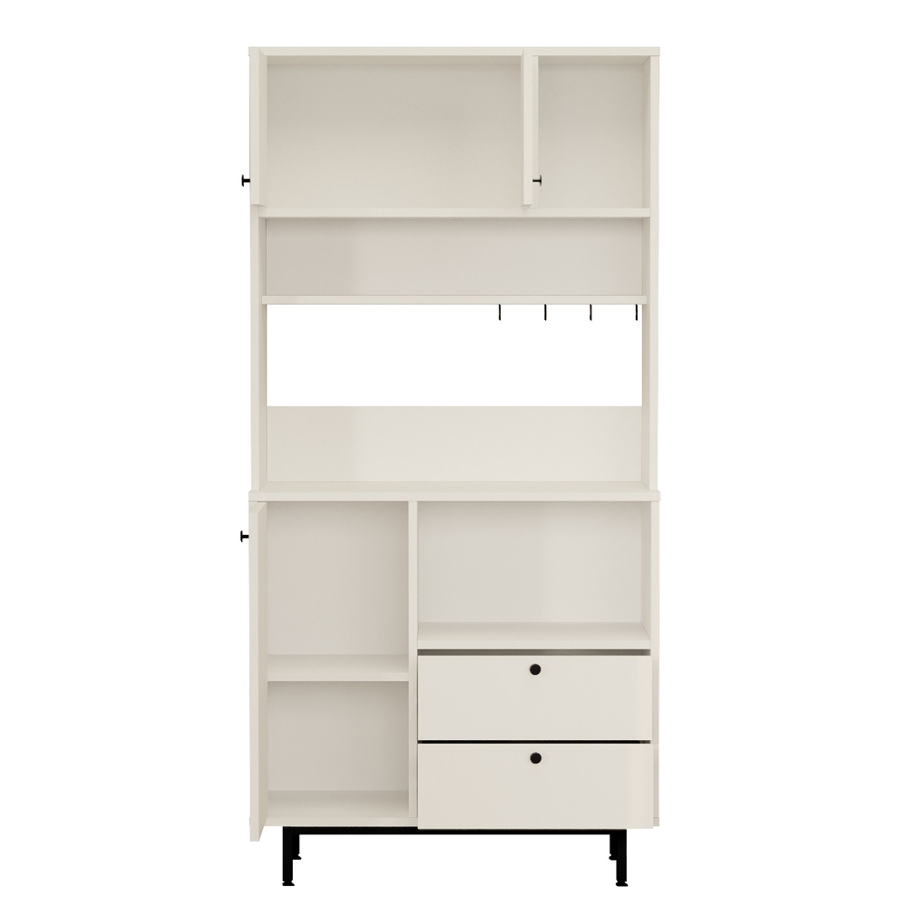 Velano Wooden Coffee Station Cabinet with 3 Doors 2 Shelf in White