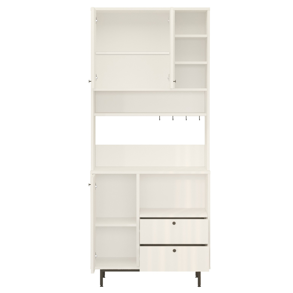 Velano Wooden Coffee Station Cabinet with 3 Doors 4 Shelf in White