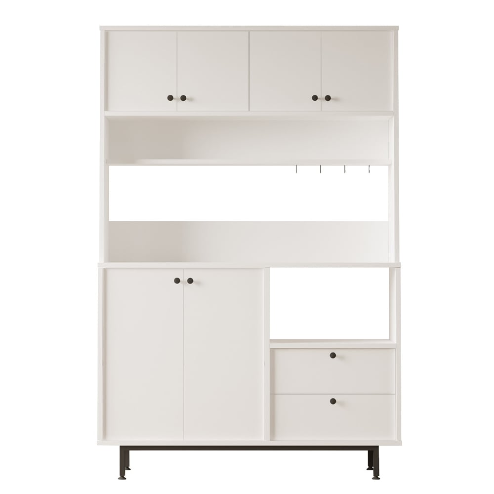 Velano Wooden Coffee Station Cabinet with 6 Doors in White