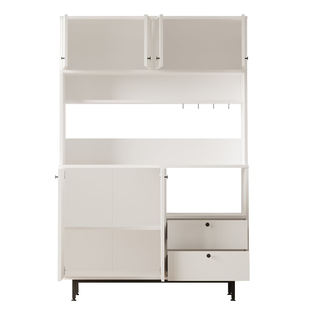 Velano Wooden Coffee Station Cabinet with 6 Doors in White