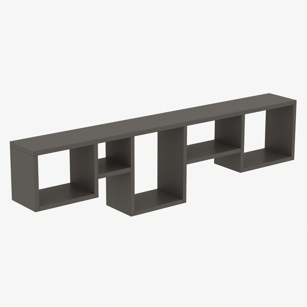 Velario Wooden Hall Hung Shelving Unit With 5 Shelves In Anthracite