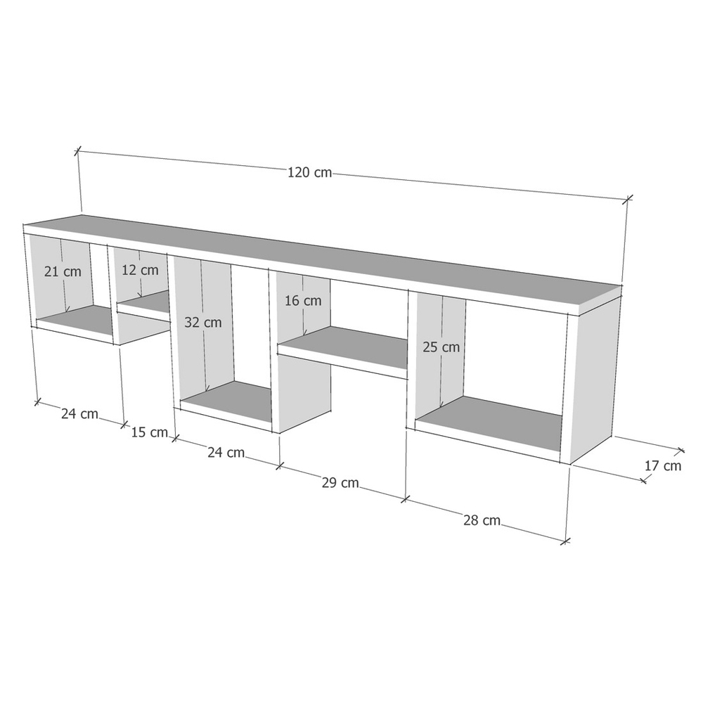 Velario Wooden Hall Hung Shelving Unit With 5 Shelves In Pine
