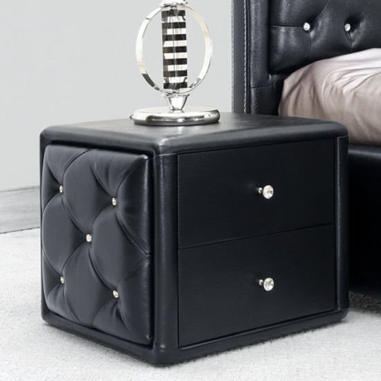 Read more about Velho pu leather wooden bedside cabinet in black