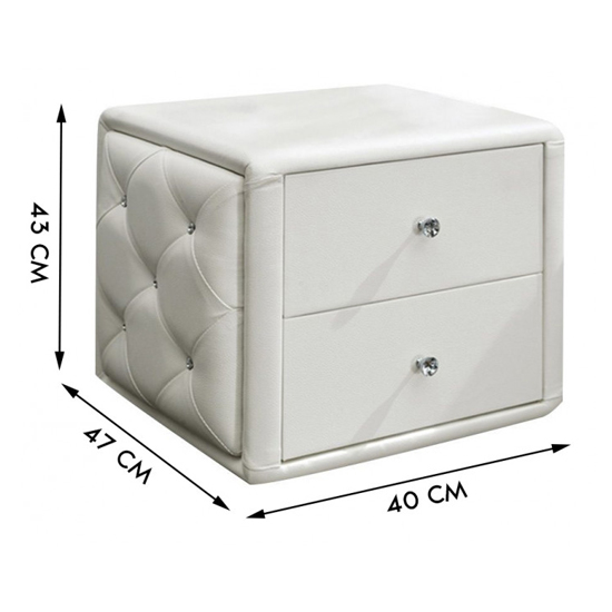 Velho PU Leather Wooden Bedside Cabinet In White_3