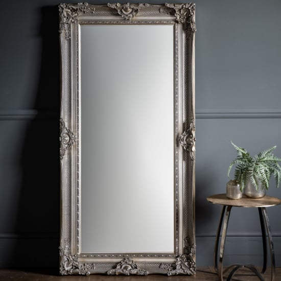 Product photograph of Velia Rectangular Leaner Mirror In Silver Frame from Furniture in Fashion