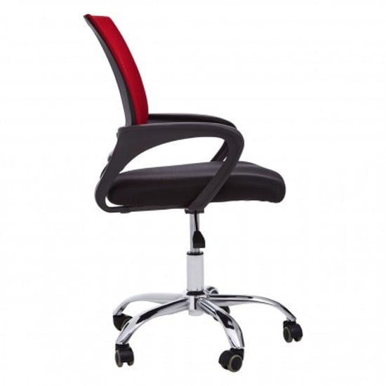 Velika Home And Office Chair In Red With Black Armrest_3