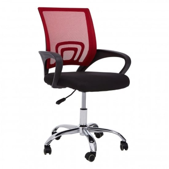 Velika Home And Office Chair In Red With Black Armrest_1