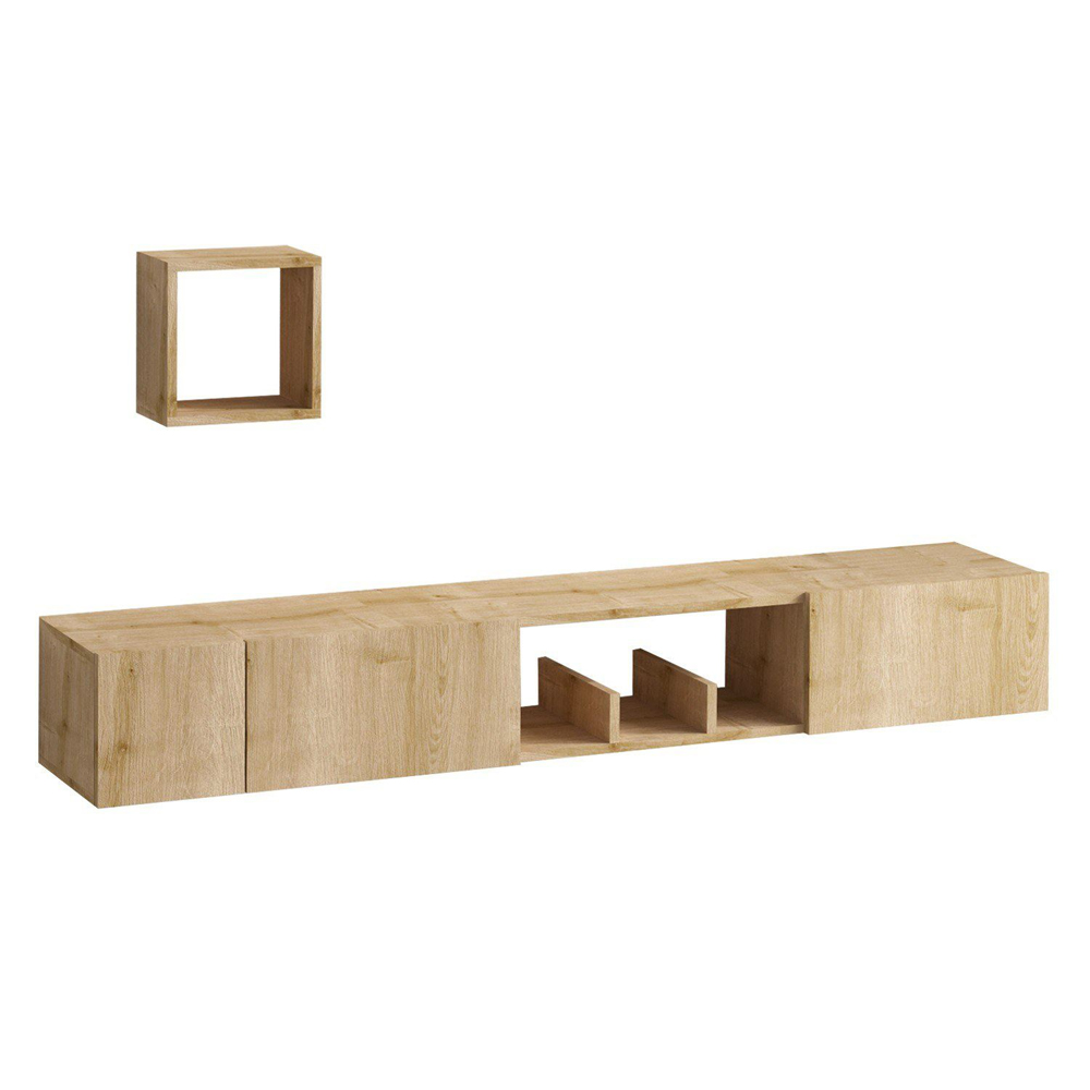 Velmora Wooden TV Stand With 3 Doors In Sapphire Oak