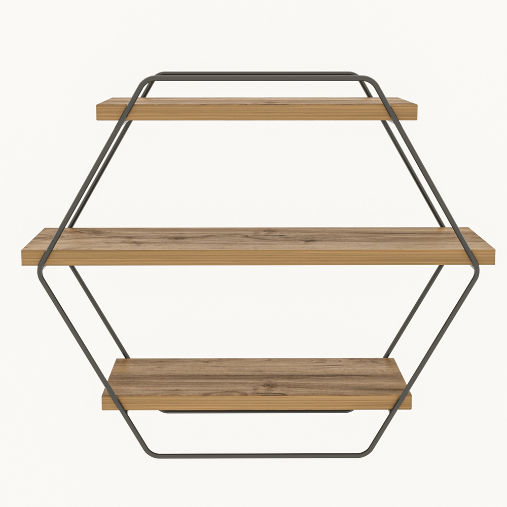 Velmora Wooden Wall Hung Shelving Unit With 3 Shelves In Atlantic Pine