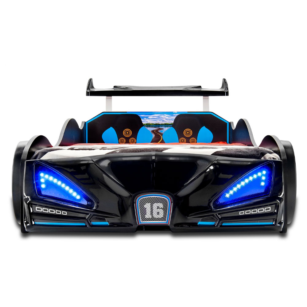 Velocity Black ABS Children Car Bed with Spoiler and LED