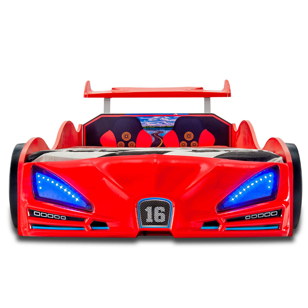 Velocity Red ABS Children Car Bed with Spoiler and LED