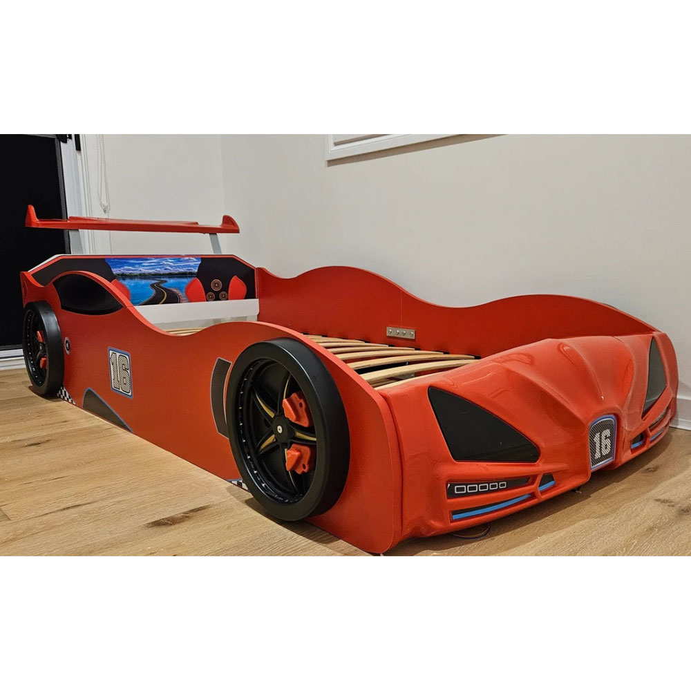 Velocity Red ABS Children Car Bed with Spoiler and LED