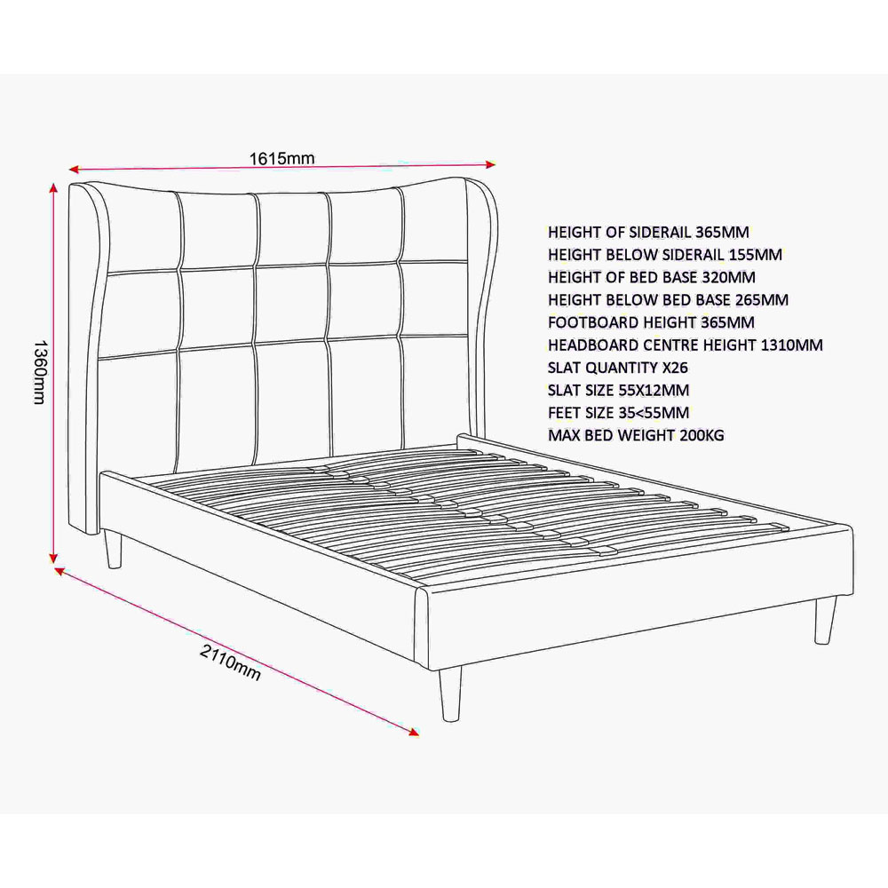 Velora Fabric Double Bed in Brown