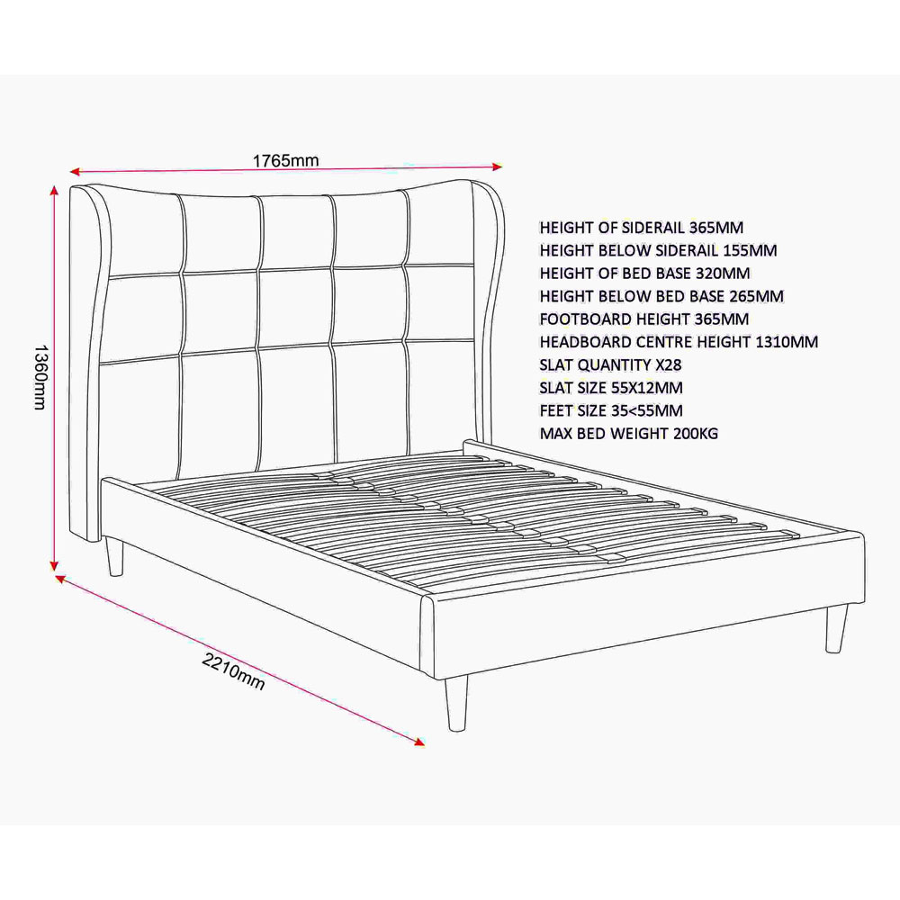 Velora Fabric King Size Bed in Brown