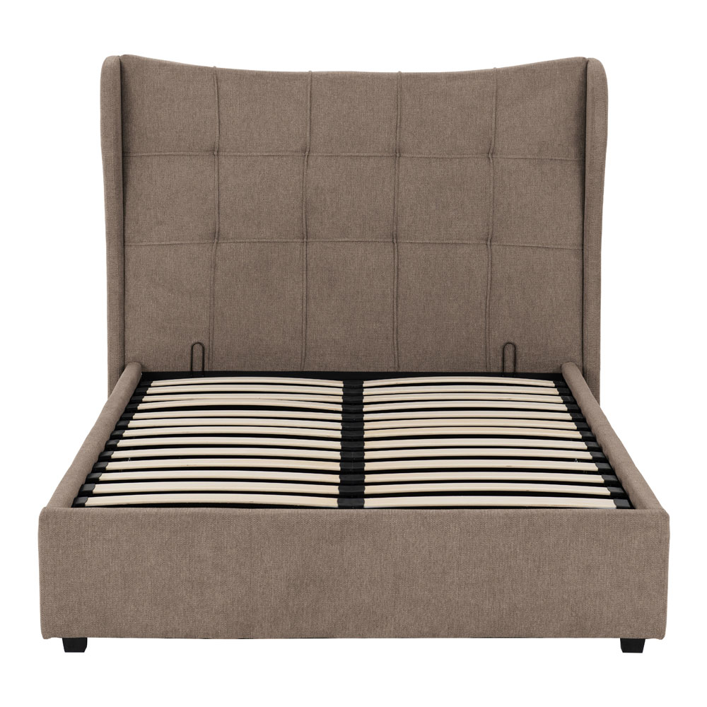 Velora Fabric Ottoman Storage Double Bed in Brown