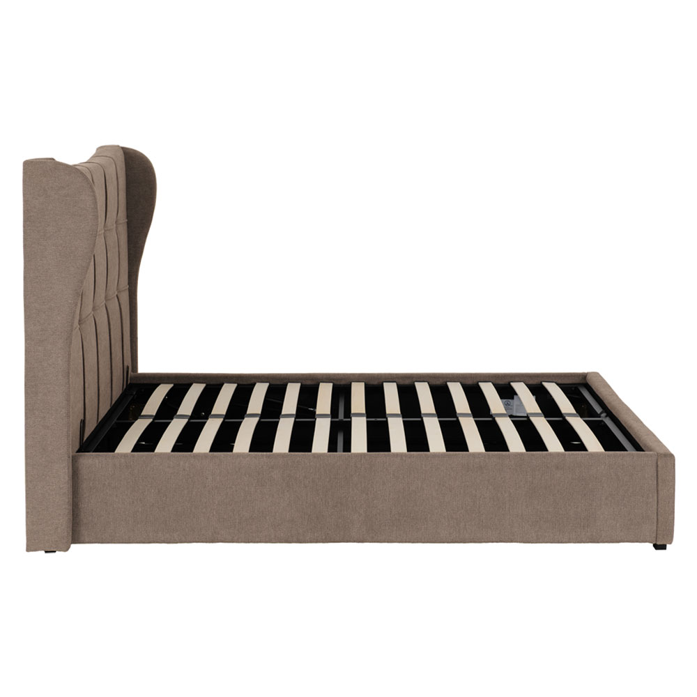 Velora Fabric Ottoman Storage Double Bed in Brown