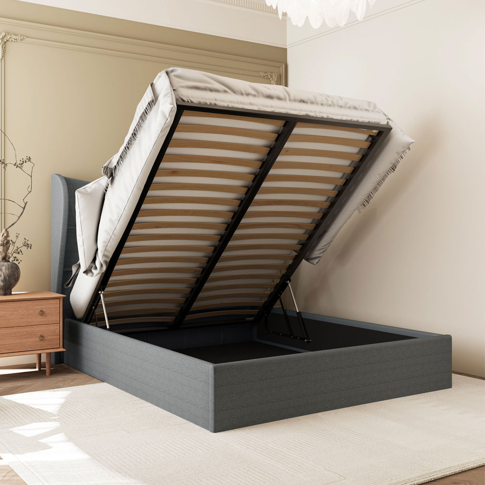Velora Fabric Ottoman Storage Double Bed in Grey
