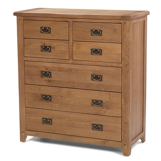 Product photograph of Velum Chest Of Drawers In Chunky Solid Oak With 7 Drawers from Furniture in Fashion