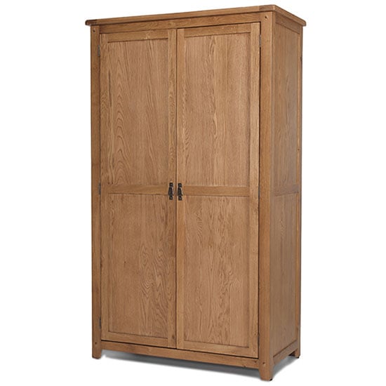 Velum Wooden Double Door Wardrobe In Chunky Solid Oak