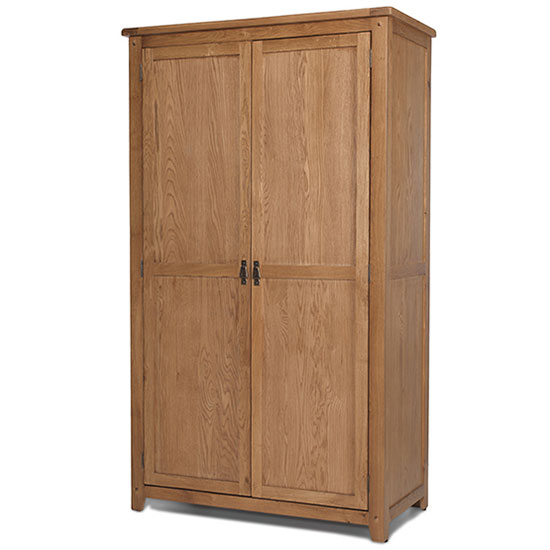 Product photograph of Velum Wooden Double Door Wardrobe In Chunky Solid Oak from Furniture in Fashion