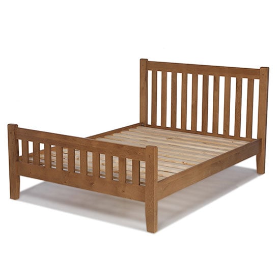 Read more about Velum wooden king size bed in chunky solid oak