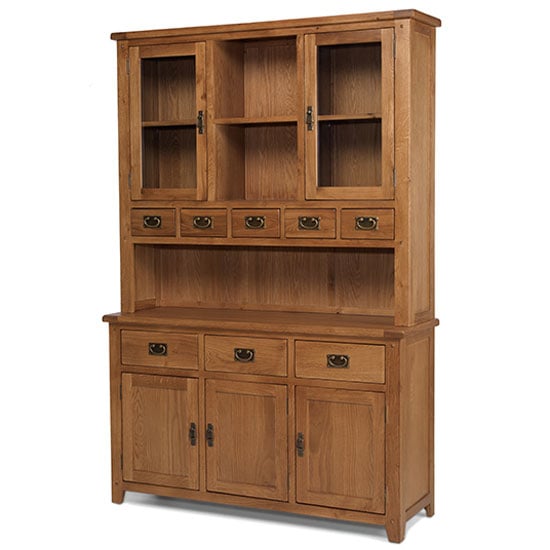 Velum Wooden Large Display Cabinet In Chunky Solid Oak