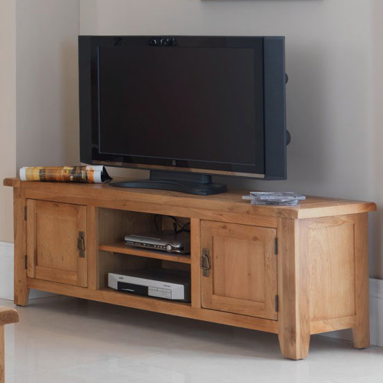 Velum Wooden Large TV Unit In Chunky Solid Oak