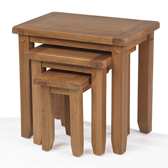 Velum Wooden Set Of 3 Nesting Tables In Chunky Solid Oak_1