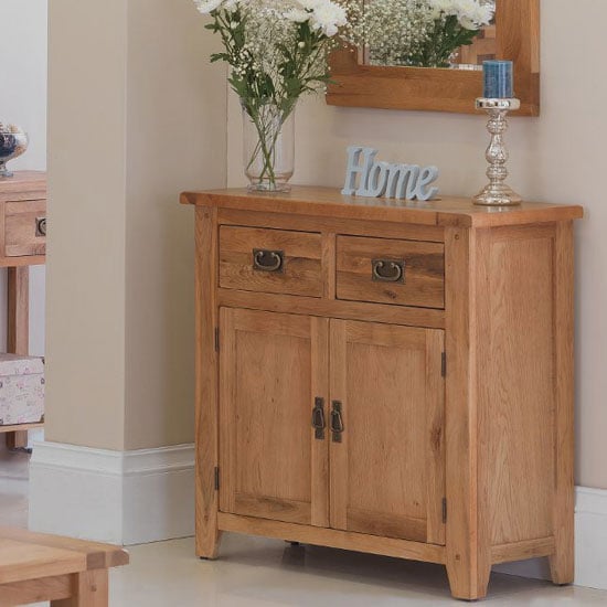 Read more about Velum wooden small sideboard in chunky solid oak